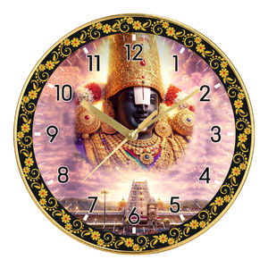 Horloge murale élégante Tirupati Balaji, impression personnalisée, style antique, décoration religieuse de temple pour Noël et la fête des mères - Product Image 1