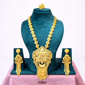 MOLL JEWELLERS Ensemble de bijoux de luxe en or rempli 24 carats avec zircon, collier long, pendentif, boucles d'oreilles et bague pour femme, certifié mariage - Product Image 2