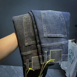 Jeans de Algodón Elástico OEM para Hombre, Estilo Europeo de Alta Gama, Retro, Versátiles, Corte Recto Regular, Ligeros, para Primavera y Otoño, Nuevos, 50/70% Algodón Denim - Product Image 2