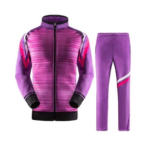 Unisex Sporty Tracksuit Full Length Zipper Stand Collar Gradient Purple <b>Polyester</b> Quick Dry Autumn Wear Regular Fit - Product Image 1