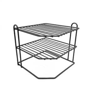 3 Tier <b>Kitchen</b> Corner Shelf Rack Stainless Steel Pot Pan Organizer Cabinet <b>Pantry</b> Countertop Storage Rack Holder Black - Product Image 1