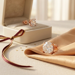 Lab Grown Round Diamond 6 Prong Stud <b>Earrings</b> Solid 14K 18K Yellow Gold VVS VS Fine Luxury Jewelry Gift - Product Image 2