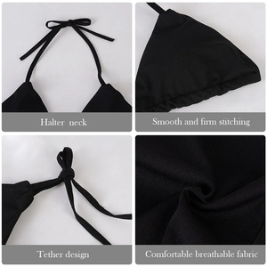 Ensemble de bikini deux pièces pour femmes, couleur unie, haut triangle, bas string, spandex, polyester, maillot de bain, style simple - Product Image 4