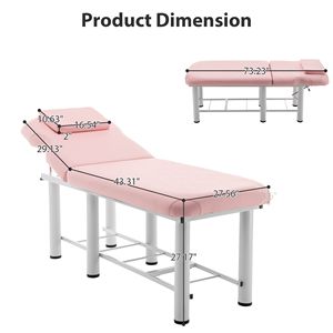 Table de massage et lit de salon professionnel avec appui-tête réglable et amovible, rangement inférieur et couche de mousse à mémoire de forme, blanc - Product Image 2