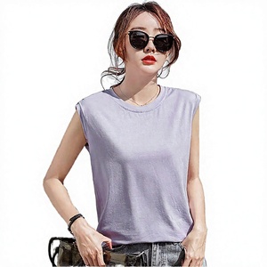 Camiseta sin mangas de algodón holgada para mujer, cuello redondo, color liso, informal, transpirable, para verano - Product Image 6