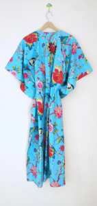 Robe Kaftan en Coton Fleuri Fluide et Ample, Style Bohème Moderne Vintage, Coupe Trapèze Longueur Genou, Effet Spectaculaire - Product Image 2