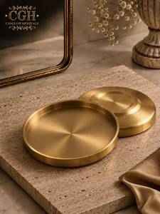 Assiette de service en laiton poli de qualité supérieure, non toxique, finition dorée élégante, coffret cadeau de luxe, mariage, maison, restaurant, hôtel, spécial - Product Image 4