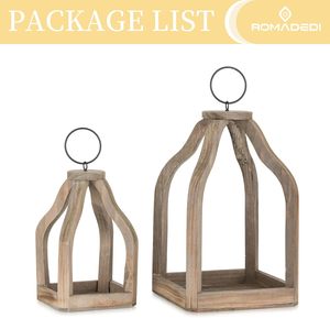 Farmhouse Decorative <b>Lantern</b> Wooden <b>Set</b> of 2 Rustic Wood <b>Lanterns</b> Candle Holder for Wedding Table Centerpieces Indoor Outdoor - Product Image 5