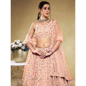 Superb Light Pink Lentejuelas Georgette Lehenga Choli Con Dupatta - Product Image 5