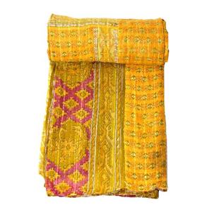 Handmade Indian <b>Vintage</b> Kantha Quilt Reversible Cotton Blanket Bedcover Summer Hotel & Home Use 'Gudari' <b>Bedding</b> Sets - Product Image 3