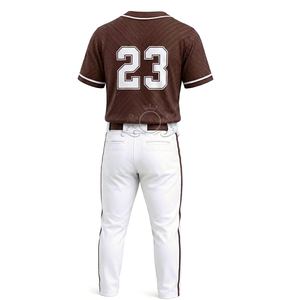 Maillot de baseball pour homme avec numéro 23 brodé, manches courtes roses, pantalon blanc, polyester respirant - Product Image 3