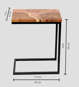 Table d'appoint en bois avec résine époxy et support en métal noir, table basse moderne pour salon, entrée, décoration intérieure - Product Image 2