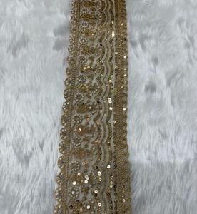 Elegant Mirror Work Scalloped Lace Trim Pearl Bead Hand Look Wholesale Indian <b>Kaftan</b> Saree Decorative Border Sewing Accessory - Product Image 4