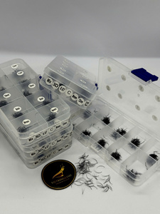 Cajas de Muestras de Pestañas Mixtas 3D 5D 8D 10D 12D, Fans de Volumen Preformados, Kit de Prueba de Extensiones de Pestañas de Cachemira Negro Mate - Product Image 1