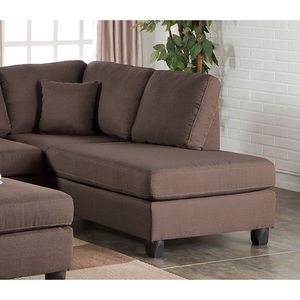 Divano Chaise Longue Reversibile Color Cioccolato con Pouf, 3 Pezzi, Cuscini in Tessuto Poliestere per Arredamento Soggiorno - Product Image 4