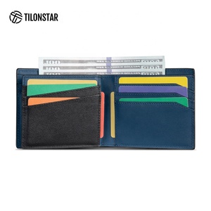 TILONSTAR TVW143P Custom Logo Business ID Wallets Men's Pocket Slim Real Leather Wallet Credit <b>Card</b> <b>Holder</b> - Product Image 3