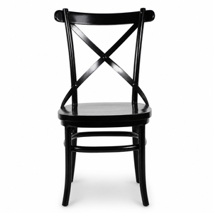 Classic <b>Black</b> Wooden Cross Back <b>Dining</b> <b>Chair</b> Solid Wood Bistro Restaurant <b>Chair</b> with Curved Frame and Ring Footrest - Product Image 1