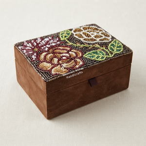 Handmade Floral Beaded Jewellery Box Velvet Lined Wooden Jewelry Storage Box Gift Case OEM ODM Wholesale Export - Product Image 1