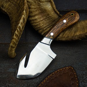Hand Forged Stainless Steel Gut Hook Fixed Blade Hunting Skinning Camping <b>Knife</b> Stag & Brass <b>Handle</b> Full Tang Outdoor <b>knife</b> - Product Image 1
