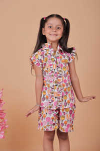 ชุดเสื้อผ้าเด็กผู้หญิงผ้าฝ้าย100% สไตล์หลากสีเสื้อเชิ้ตลำลองแขนสั้นสีทึบสำหรับเด็ก1-5ปี - Product Image 6