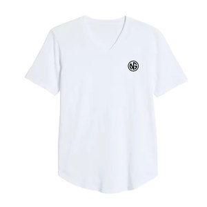 Camisetas de manga corta 100% algodón estampadas para hombre, cuello en V, ajuste holgado, transpirables y ligeras. - Product Image 5