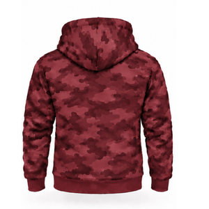Custom Burgundy <b>Camo</b> Tracksuit Hooded Zip Up <b>Jacket</b> and Matching Jogger Sweatpants Two Piece Fashion Sportswear for Everyday - Product Image 3