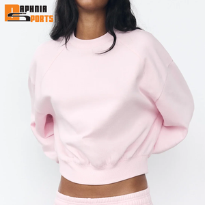 Wholesale Crewneck <b>Plain</b> <b>Sweatshirt</b> Custom Logo <b>Plain</b> Women Crew Neck <b>Sweatshirt</b> Oversize Drop Shoulder Women <b>Sweatshirts</b> - Product Image 1
