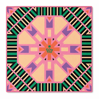 Tapis de Mahjong Américain Géométrique Rétro de Luxe Personnalisé 33 pouces, Housse de Table de Jeu Pliable en Néoprène Premium Antidérapante, Logo Personnalisé pour Poker