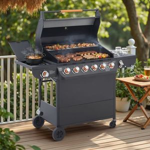 Grill a Gas Propano a 6 Bruciatori con Potenza di 72000 BTU, Barbecue in Acciaio Inossidabile e Griglie in Ghisa per Giardini - Product Image 2