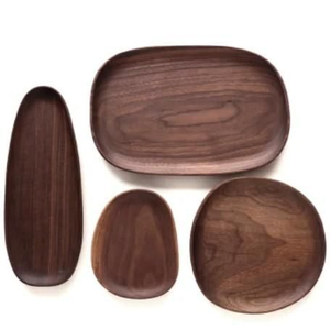 Plateau en bois multi-usages pour servir les aliments |   Assiette en bois massif durable pour les collations, le thé, les desserts et la présentation des repas - Product Image 2