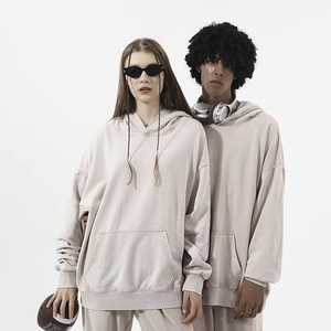 Sweat-shirt à capuche décontracté en maille épaisse 260g avec épaules tombantes et poches, personnalisable avec logo par impression par transfert thermique pour le team building - Product Image 2