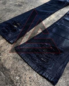 Factory Manufacturer Designer Skinny Studded Ripped Distress Waxed Bell Bottom <b>Boot</b> Cut Flared Baggy Denim Jeans <b>Pants</b> for Men - Product Image 3