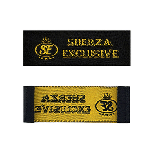 Premium Custom Stitch Laser Cut End Fold Woven Damask Rectangle <b>Labels</b> for Bags Garment Personalized Washable Style <b>Labels</b> - Product Image 2