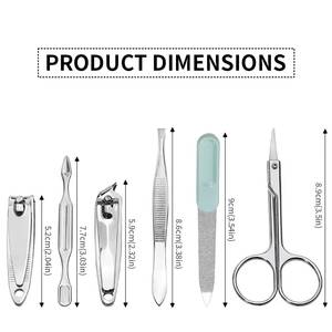 7 in 1 Stainless Steel Nail <b>Kit</b> with Case Single Spring Durable Portable <b>Manicure</b> Tools for Adults Classic Style - Product Image 5