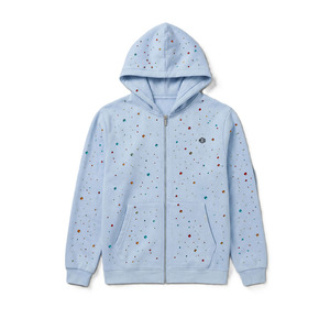 เสื้อฮู้ดผ้าฝ้ายฟลีซปักลายเพชรแบบเต็มตัว ซิปยาวทรงโอเวอร์ไซส์ สตรีทแวร์ สกรีนโลโก้ได้ ผ้าหนา น้ำหนักมาก สั่งซื้อขั้นต่ำน้อย จัดส่งจำนวนมาก - Product Image 3