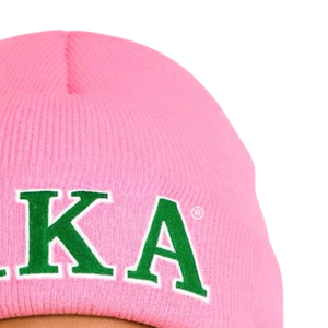 AKA Pink Beanie Embroidered Knit <b>Hat</b> <b>Warm</b> Winter Cap Stylish Streetwear Fashion Accessory Comfortable Fit - Product Image 4