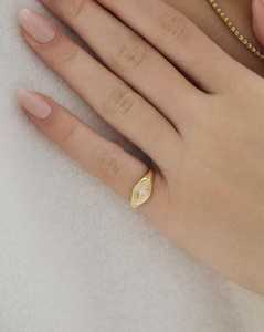 Bagues Chevalières Œil Maléfique en Diamant de Laboratoire, Or Massif 14K 18K, Coupe Marquise, Bagues Minimalistes Quotidiennes et Tendance, Prix d'Usine, Vente en Gros - Product Image 2
