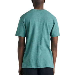 T-shirt da uomo girocollo a maniche corte in cotone jersey tinta unita, lavaggio acido, vestibilità regolare, stile casual, per <span class=keywords><strong>palestra</strong></span> o corsa, modello basic - Product Image 4