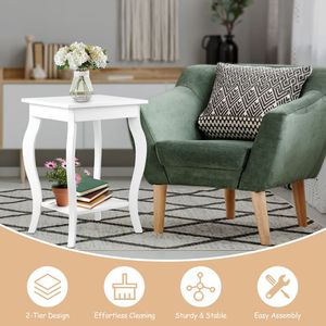 Set di 2 tavoli laterali fine tavoli comodini con mensola per mobili soggiorno - Product Image 3