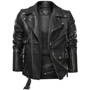 Veste en cuir pour homme sur mesure, cuir véritable, style motard, construction durable, texture douce, coupe confortable - Product Image 4