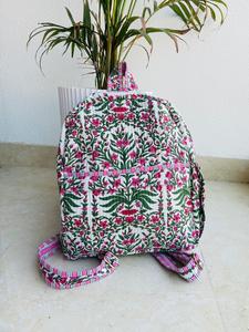 Handmade Pure Cotton Quilted Zipper Closure Unisex Washable Lightweight Daypack Travel <b>School</b> Summer/Spring <b>Backpack</b> - Product Image 5