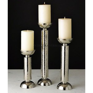 High Grade Gold Plated Elegant Look Floral Candlestick Holder With White <b>Marble</b> Base For Home And Hotel Decoration From India - Product Image 6