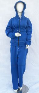 Ensemble de survêtement streetwear pour femme bleu royal, 2 pièces, poches latérales, coupe régulière, polaire premium, fermeture à cordon, 100% - Product Image 2