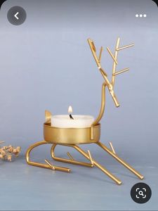 Luxury Deer Candle Holder Modern Metal Home Styling Accessories Gold Finish Reindeer Tealight Holder Contemporary Christmas - Product Image 1