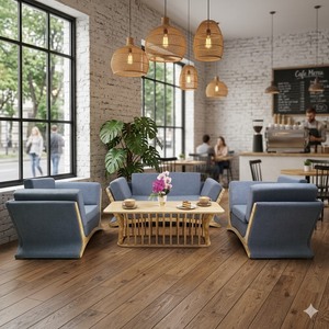 ชุดโซฟาไม้กันน้ำ ดีไซน์ทันสมัย พรีเมียม เป็นมิตรกับสิ่งแวดล้อม พร้อมเบาะหุ้มผ้า รับประกัน 1 ปี สำหรับใช้ในห้องนั่งเล่นและกลางแจ้ง - Product Image 5