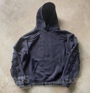 Sweat à capuche en molleton de coton premium avec strass, style streetwear pour l'hiver - Product Image 2
