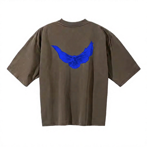 T-shirt formel surdimensionné pour homme avec imprimé hibou blanc au dos, impression numérique, manches courtes, col rond, tissé, éco-responsable - Product Image 5