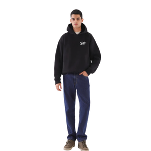 Sweat-shirt à capuche oversize noir personnalisé avec logo pour femme, en molleton épais, coupe décontractée, style streetwear, vente en gros - Product Image 1