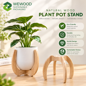 WEWOOD Natural Wooden Plant <b>Pot</b> <b>Stand</b> Solid Wood Eco-Friendly Durable Vintage Flower <b>Pot</b> Holder - Product Image 4