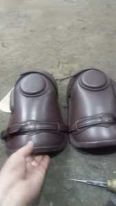 Golden Wave Brown Leather Knee Guards Adjustable Protective Riding Pads <b>Equestrian</b> Training Gear Polo Play 60x80x90cm GW-GKN-01 - Product Image 4